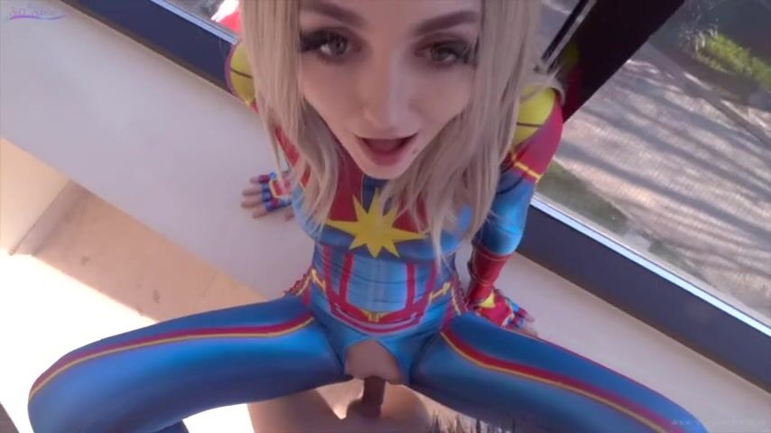 Sia Siberia Cosplays as Captain Marvel and Fucks in an Elevator